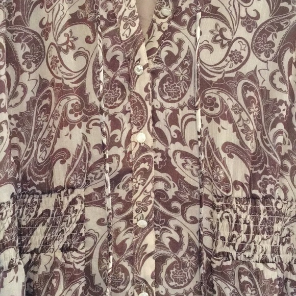 Theme button down tan and brown shift dress - Picture 2 of 3